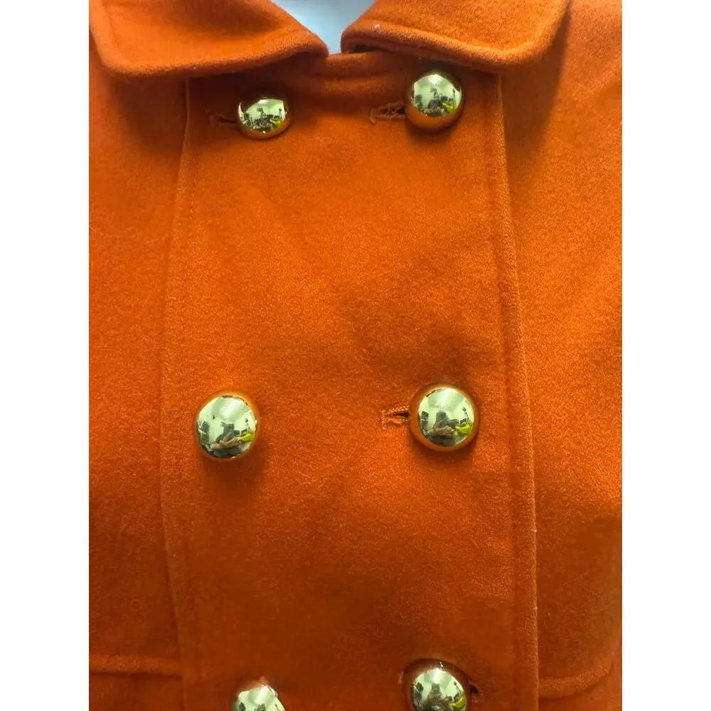 Lot Girls H&M Gymboree Coat M L 9/10 12 Winter Church Dress Coats Orange Plaid - Picture 9 of 9